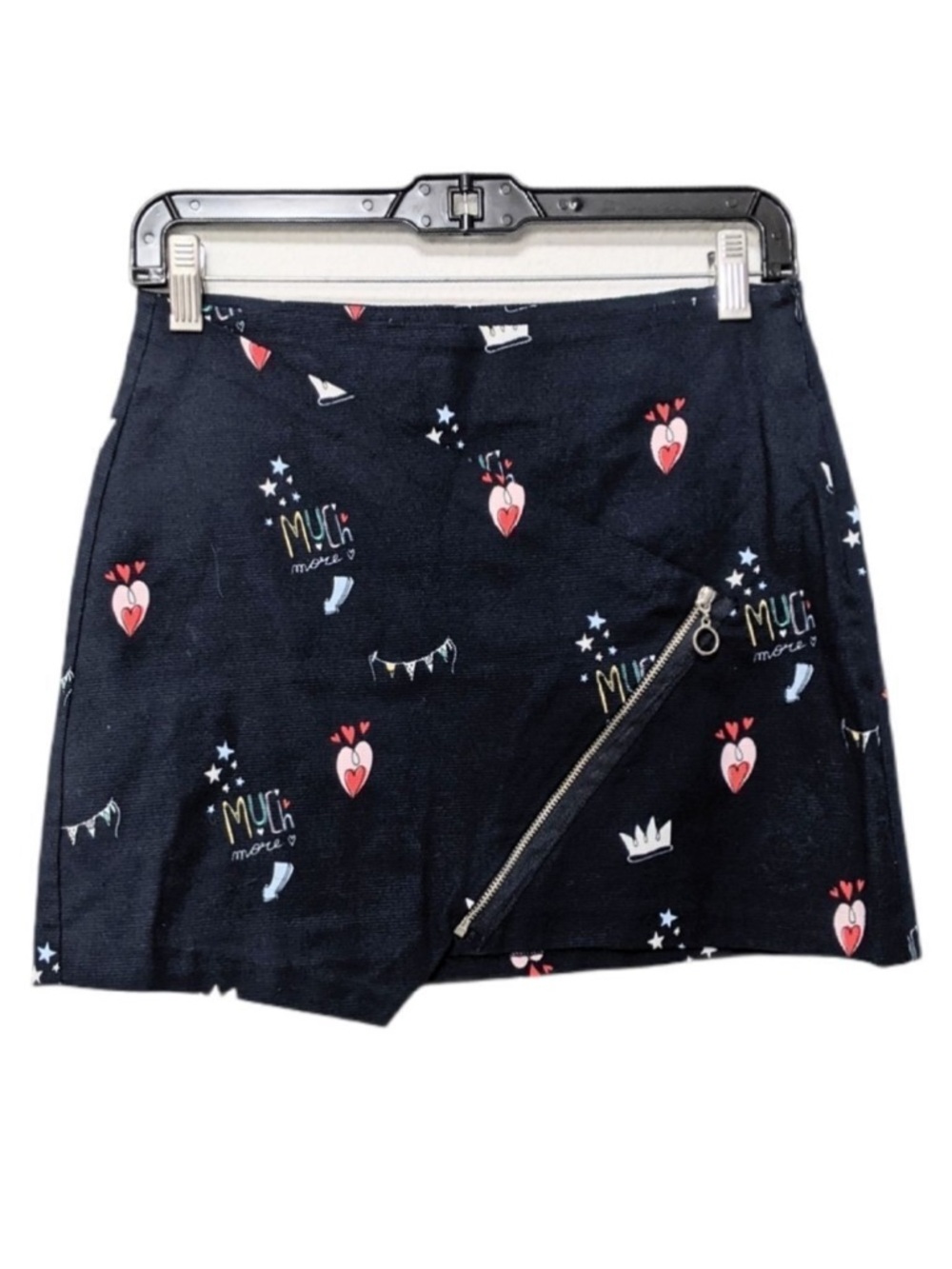 ZARA Graphic Hearts Crown Stars Zipper Skirt S